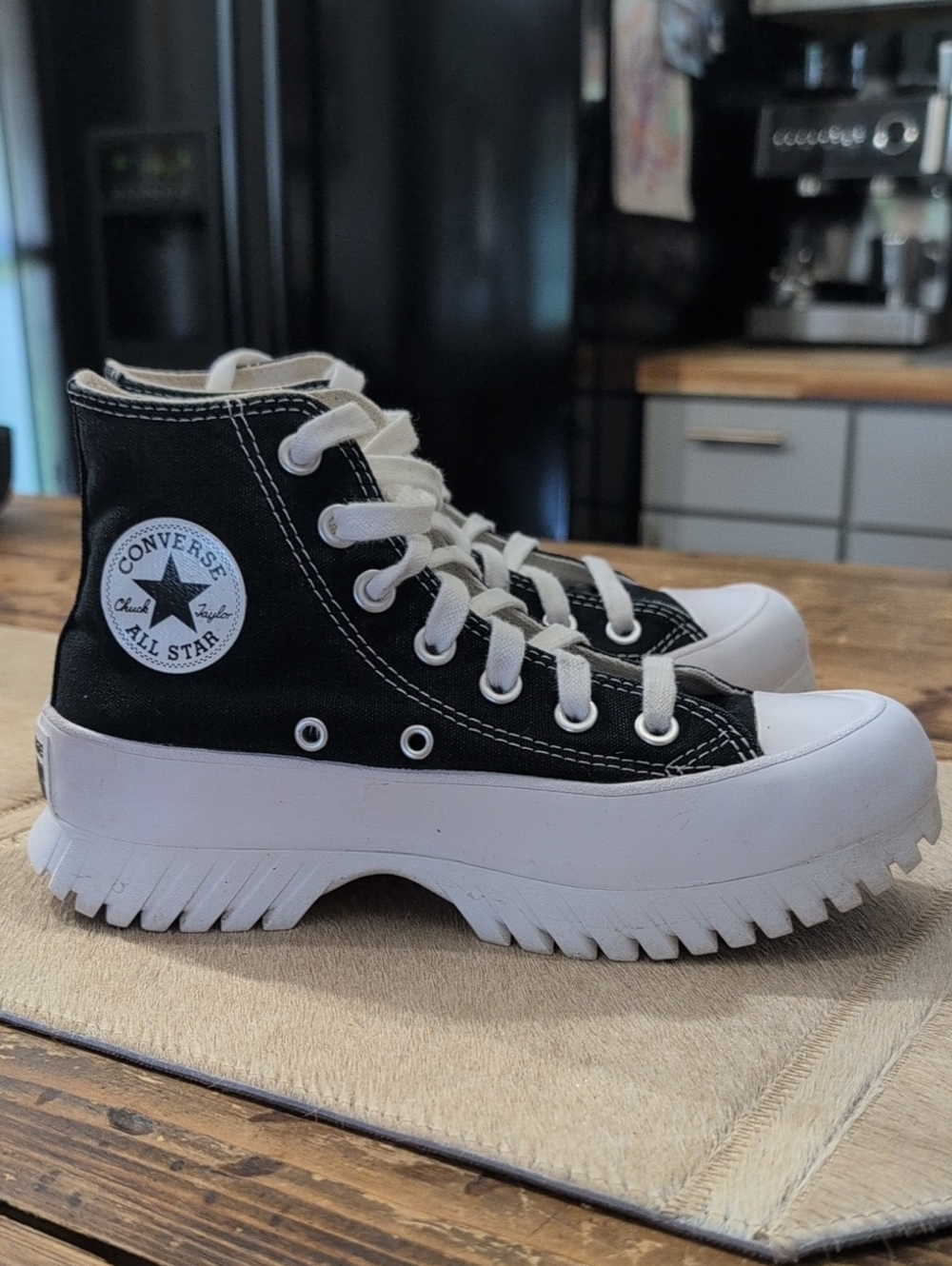 Converse Black and White Platform Chuck Taylor High Top Sneakers